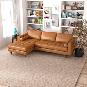English Elm Ashcroft Furniture - Anthony Corner Sectional Sofa Luxurious Velvet Upholstered Left-Facing Design Soft Genuine Leather Comfort Orange B183S00022
