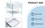 English Elm Bedside Table With Drawers. The Board Surface Is Mdf Sticker, and Both Sides Are Transparent Tempered Glass. The Design Is Simple and Elegant, With Excellent Storage Functions.