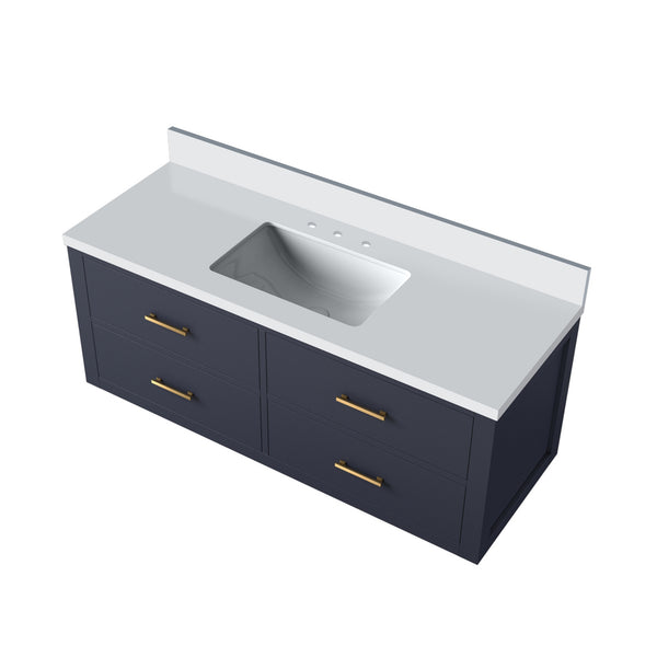 English Elm Blue Single-Sink Bath Vanity 48" Wide With Cultured Marble Top - Stylish, Durable & Fully Assembled! B2731P258005