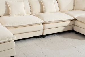 English Elm Modern Chenille Sectional Sofa Modular Sleeper with Ottoman Chaise and Waist Pillows W2530S00020
