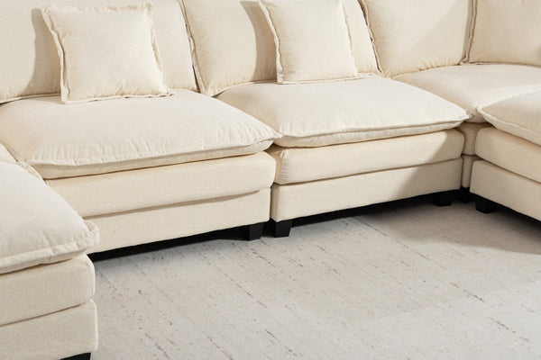 English Elm Modern Chenille Sectional Sofa Modular Sleeper with Ottoman Chaise and Waist Pillows W2530S00020