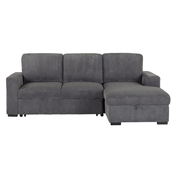 English Elm Melody Grey Sectional Sofa - Modern Comfort With Plush Seating, Durable Fabric For Stylish Spaces B201S00305