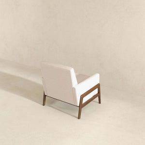 English Elm Ashcroft Furniture - Cole Solid Wood Beige Velvet Lounge Chair with High-Density Foam, Sturdy Frame, Solid Legs, 32x29x25 B183P281184