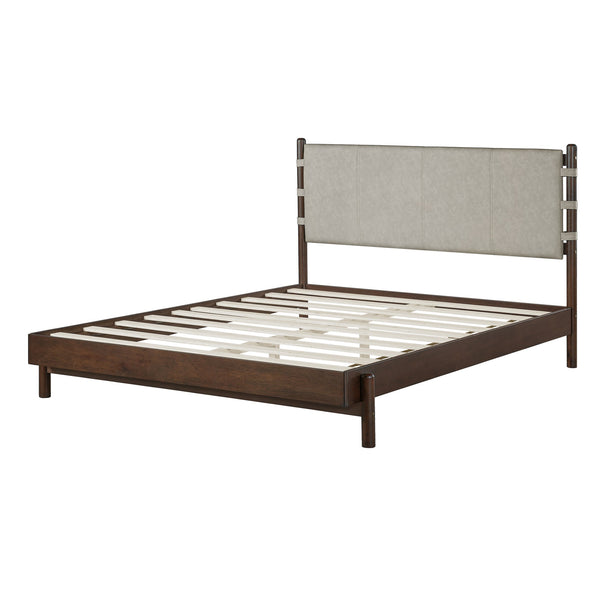 English Elm Christopher Knight Home® - Premium Rubber Wood Platform Bed Frame - Stylish Queen Bed With Elegant Headboard In Walnut & Grey N770P288638D_N770P288639D