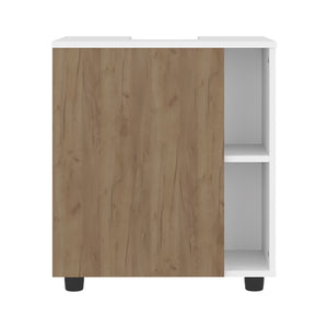 English Elm Pascuale Compact Under-Sink Cabinet with Cut-Out Back, Dual Side Shelves & Double Doors, Oak White B200P368111