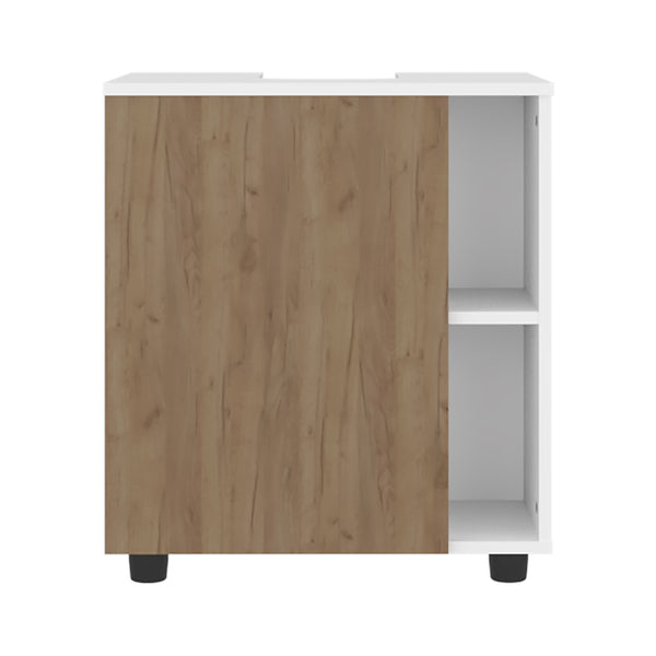 English Elm Pascuale Compact Under-Sink Cabinet with Cut-Out Back, Dual Side Shelves & Double Doors, Oak White B200P368111