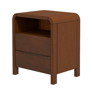 English Elm Ashcroft Furniture - Lionel Mid Century Modern Solid Wood Nightstand with 2 Spacious Drawers, Retro Brown Bedroom Storage B183P232078