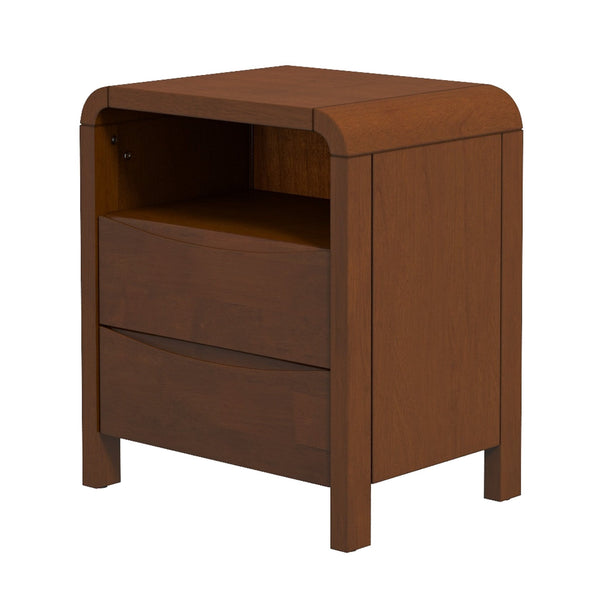 English Elm Ashcroft Furniture - Lionel Mid Century Modern Solid Wood Nightstand with 2 Spacious Drawers, Retro Brown Bedroom Storage B183P232078