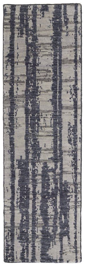 Feizy Rugs Altmar Hand Knotted Wool Rug - Modern Bohemian Style With Abstract Stripes For Any Interior Design Blue,Gray,Taupe Wool T18t6035nvybgei68