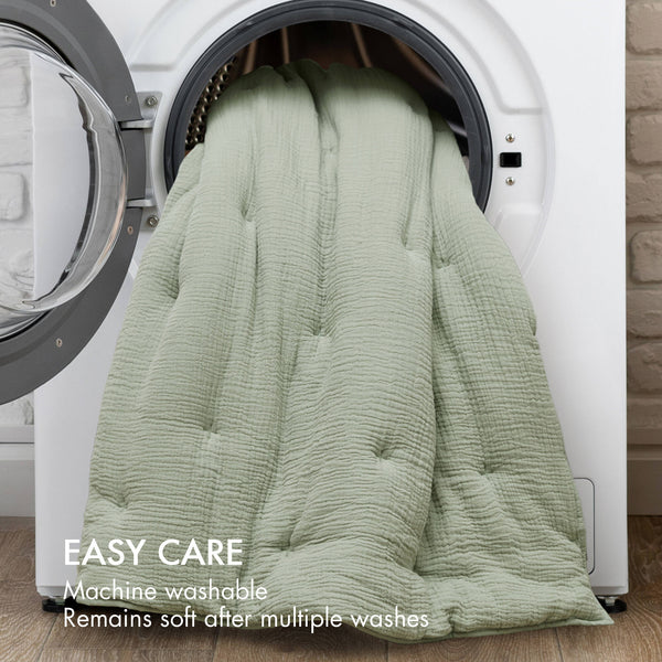 JLA Home Harbor House Blue - Cotton breathable muslin Euro sham with crinkled gauze and delicate embroidery for cozy layered style Sage HH11-1891