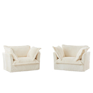 English Elm Set Of 2 Slipcovered Armchairs - Plush Comfort With Cream Corduroy, Deep Seats & Soft Pillows! W3041S00022-GIGA