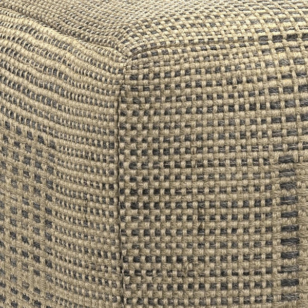 English Elm Delilah Natural Square Woven Jute Pouf – 18" Cube, Durable Polystyrene Fill, Multi-Use Footstool & Accent Seat B136P252626