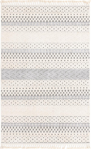 Unique Loom Arlo Matti Machine Made Striped Rug Sandy Beige, Beige/Gray 6' 1" x 9' 0"
