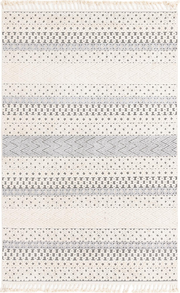 Unique Loom Arlo Matti Machine Made Striped Rug Sandy Beige, Beige/Gray 6' 1" x 9' 0"