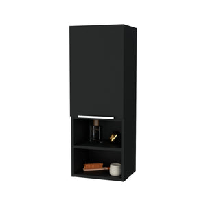 English Elm Milwaukee Black Medicine Cabinet with Mirror Door, 2 Interior Shelves & 2 Open Bottom Shelves, 32" H B128P148747