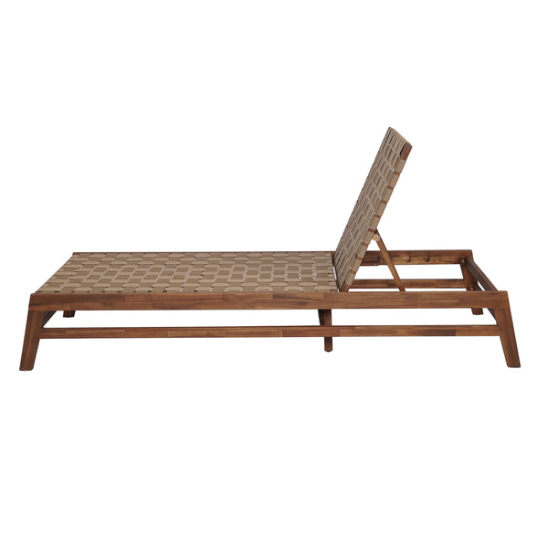 English Elm Christopher Knight Home® - Outdoor Rope Chaise Lounge with Acacia Wood Frame and Adjustable 4-Position Recline for Patio Comfort Light Brown,Mocha 84.84 L x 29.13 W x 5.78 H N776P288556B