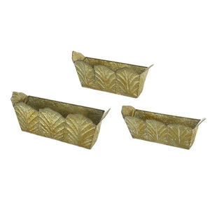 English Elm Set of 3 Zinc Planters with Aged Golden Patina for Rustic Farmhouse Indoor Decor W2078P498328