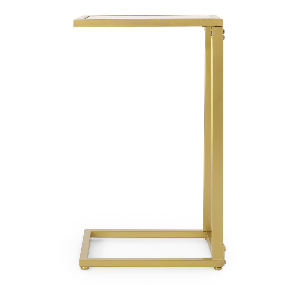 English Elm Christopher Knight Home® - END Gold C-Shape End Table with Tempered Glass Top, Iron Frame, Modern Glam Accent for Sofa and Bedroom 68989.00