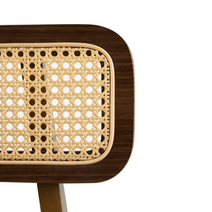 English Elm Christopher Knight Home® - Bari Curved Solid Wood Barstool with Woven Rattan Backrest, Ergonomic Comfort and Timeless Finish Walnut N775P264463W