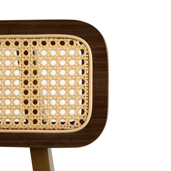 English Elm Christopher Knight Home® - Bari Curved Solid Wood Barstool with Woven Rattan Backrest, Ergonomic Comfort and Timeless Finish Walnut N775P264463W