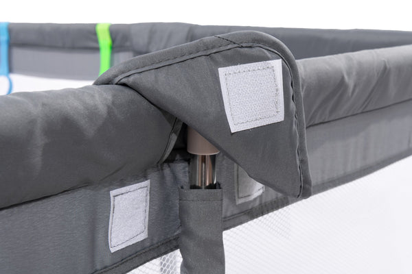 English Elm FABRIC Baby Playpen Foldable Toddler Fence with Anti-Slip Suction Base, Breathable Mesh Views, Gray B205P293090