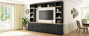 English Elm 102.3"w Farmhouse Wall Unit Four Piece Entertainment Center with Storage for Living Room N721S000051B-2