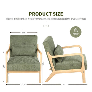 English Elm Mid Century Modern Accent Chair Rubberwood Frame Lumbar Pillow Support Living Room W2989P426365