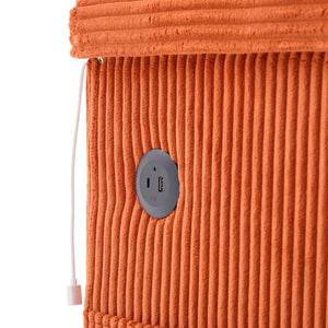 English Elm UNITED Corduroy L-Shaped Sectional Sofa with Storage Ottoman, USB Ports, Cup Holders & LED Lighting Orange W1568P332402