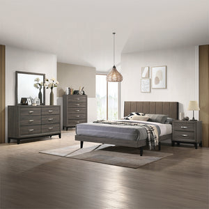 English Elm Weathered Weathered Grey 2-Drawer Nightstand with Rustic Finish, Ample Storage, Compact 25"H x 24"W B062P209015