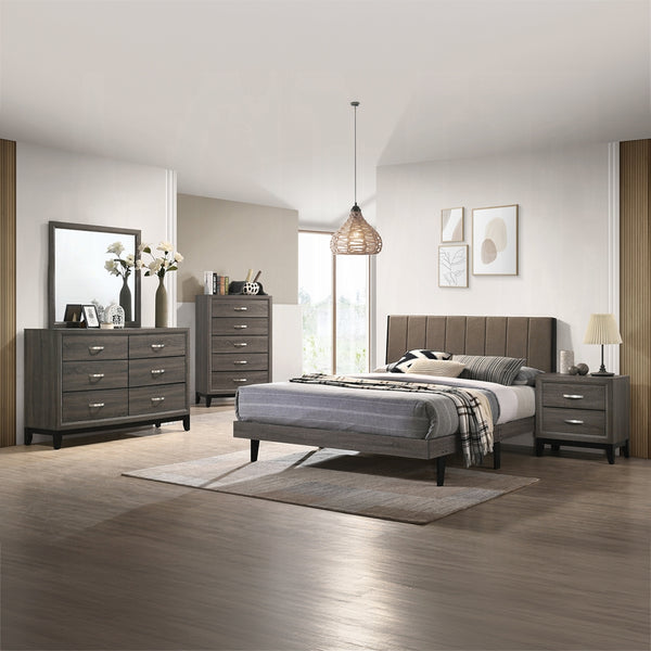 English Elm Weathered Weathered Grey 2-Drawer Nightstand with Rustic Finish, Ample Storage, Compact 25"H x 24"W B062P209015