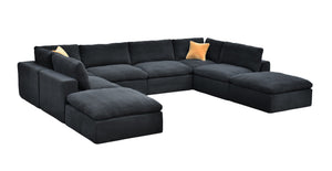 English Elm Coffee Bean Textured Upholstery Modular Sectional Low Profile Sofa with Toss Pillows Dark Gray B2748S00082