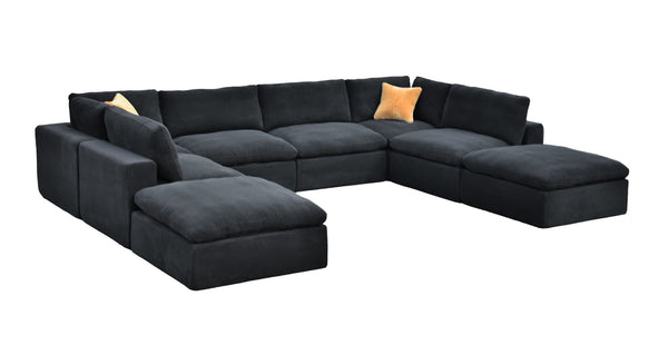 English Elm Coffee Bean Textured Upholstery Modular Sectional Low Profile Sofa with Toss Pillows Dark Gray B2748S00082