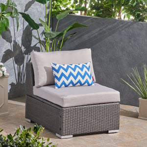English Elm Christopher Knight Home® - SANTA Rosa Armless Outdoor Chair with Aluminum Frame, Water-Resistant Cushion, Wicker Design, 33"D x 25"W Grey+Silver 57466.00ALUGRY