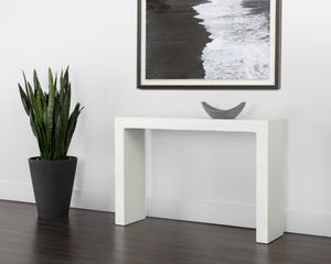 Sunpan Axle Console Table - Bold Concrete Design with Clean Lines for Modern Indoor and Outdoor Spaces White