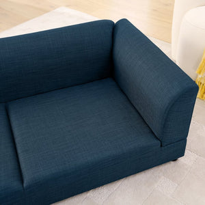 English Elm Comfortable Linen Upholstered Pet Sofa with Backrest and Armrests for Large Dogs Dark Blue W487P430319