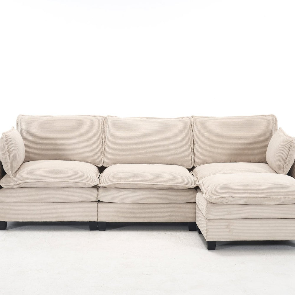 English Elm Modular Velvet Sofa - Luxurious U-Shaped Couch With Ottoman & Pillows, Perfect For Living Rooms W2705S00021-GIGA