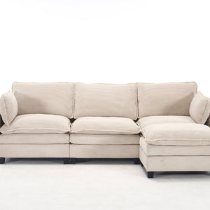 English Elm Modular Velvet Sofa - Luxurious U-Shaped Couch With Ottoman & Pillows, Perfect For Living Rooms W2705S00021-GIGA