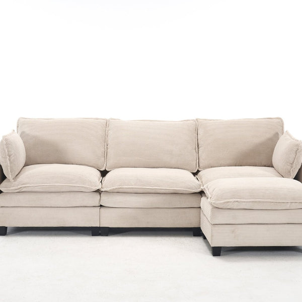 English Elm Modular Velvet Sofa - Luxurious U-Shaped Couch With Ottoman & Pillows, Perfect For Living Rooms W2705S00021-GIGA