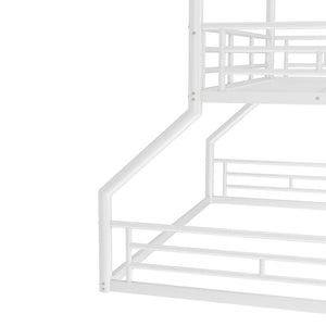 English Elm Twin Triple Metal Bunk Bed Matte Powder Coated Frame with Full Safety Guardrails Light White W1580S00585
