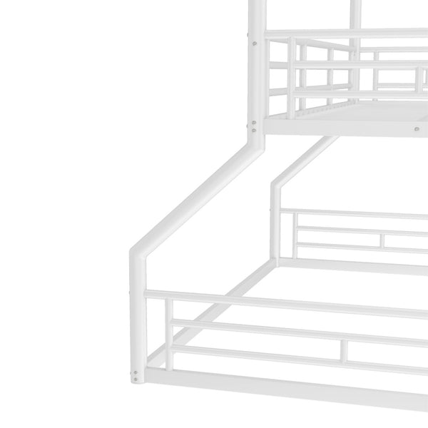 English Elm Twin Triple Metal Bunk Bed Matte Powder Coated Frame with Full Safety Guardrails Light White W1580S00585