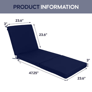 English Elm Outdoor Chaise Lounge Replacement Cushions Tri Fold Memory Foam Water Resistant Patio Set Navy Blue W419P460573
