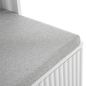 English Elm ON-TREND Modern Luxury Hall Tree with Cushioned Bench, Fluted Doors, 8 Gold Hooks & Adjustable Shelf White N721P192814K