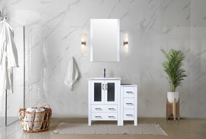 English Elm Volez White 36" Single Bath Vanity with Side Cabinet, Solid Wood, Soft-Close Drawers, Ceramic Top B2731P337011