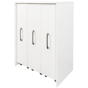 English Elm Bookcase with Pull Out Hidden Shelving Panels on Wheels for Office or Living Room W331P374568