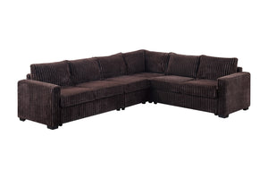 English Elm Black Corduroy L-shaped Sectional Sofa Modular 4 Piece Living Room Seating Set Coffee B011S02218