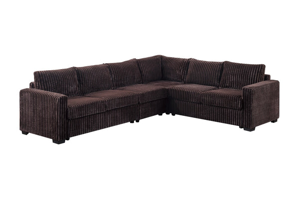 English Elm Black Corduroy L-shaped Sectional Sofa Modular 4 Piece Living Room Seating Set Coffee B011S02218