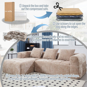 English Elm United Modern Chenille 98.42" L-Shaped Modular Sectional Sofa With Chaise, Tool-Free Setup & Pockets W1568S00149-GIGA