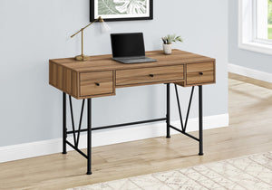 English Elm Computer Desk with Slim White Metal Frame and Single Drawer for Compact Home Office, 42" L Brown 52 L x 28 W x 7 H B2710P219889