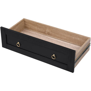 English Elm K&K 71" Arched Kitchen Pantry Cabinet with Glass Doors, Adjustable Shelves, Soft-Close Drawers Black N707P288972B