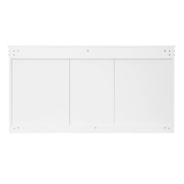 English Elm 55 Inch Wall Mount Medicine Cabinet Dual Mirrored Doors Soft Close Bathroom Vanity Storage N710P401337K